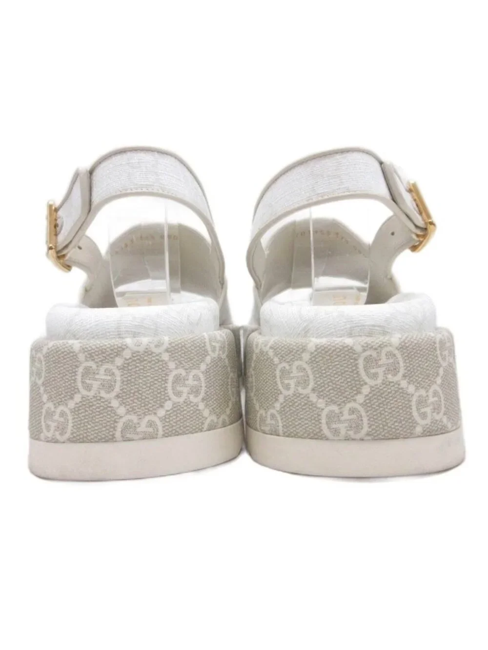 Gucci GG Logo Sandals Platform Thick Sole All Over Print White